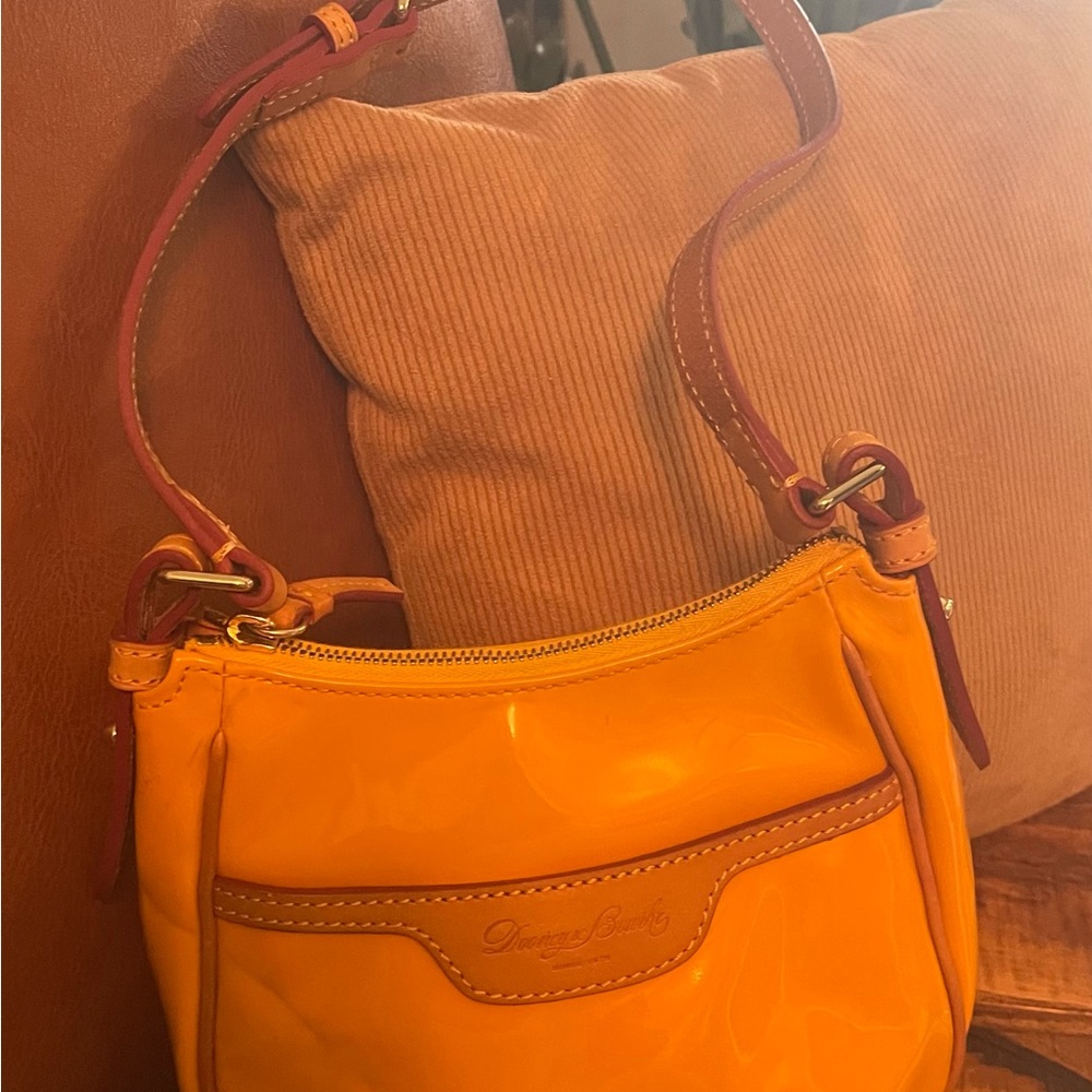Dooney & Bourke Glossy Yellow and Tan Shoulder Bag - Picture 7 of 8